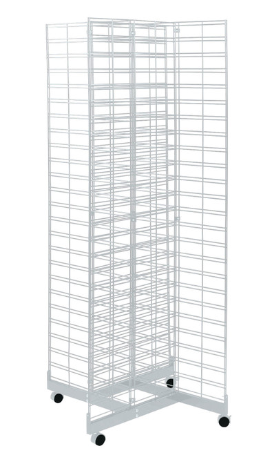 White 4-Way Slat Grid Tower with Base and Casterszoom