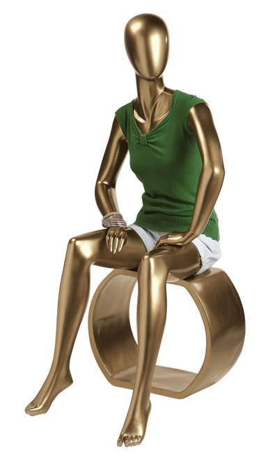 Female Gold Sitting Fiberglass Mannequinzoom