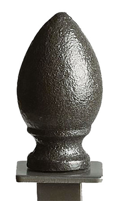 An image of the boutique teardrop finial in raw steel