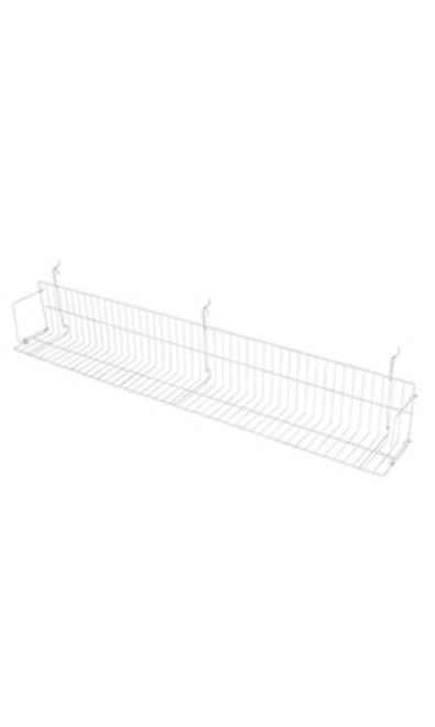 48 x 6 x 6.5 inch White Media Grid Shelf for Slatwall & Wire Grid