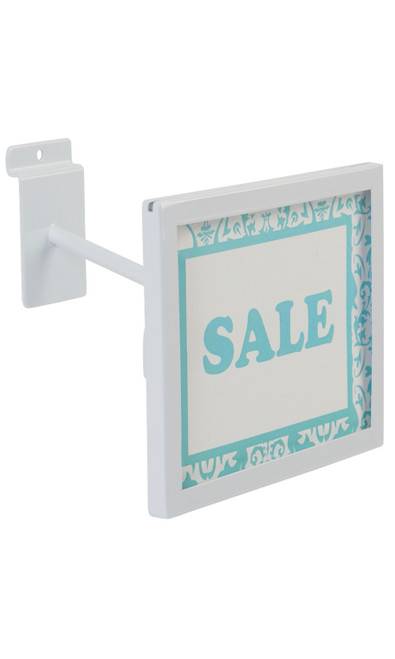 Rectangular White Faceout Sign Holder for Slatwallzoom
