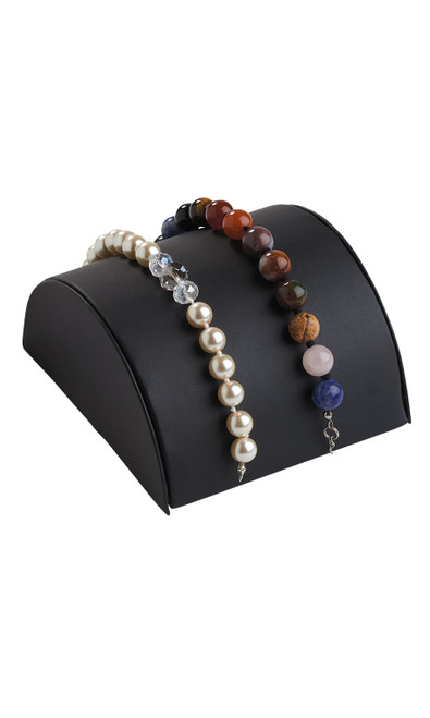 Half Moon Black Faux Leather Bracelet Displayzoom