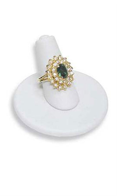 Single Finger Round Base White Faux Leather Ring Displayzoom