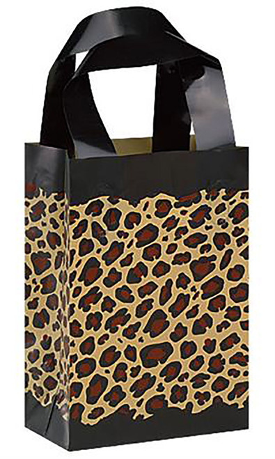 Small Leopard Frosted Plastic Shopping Bags - Case of 100zoom