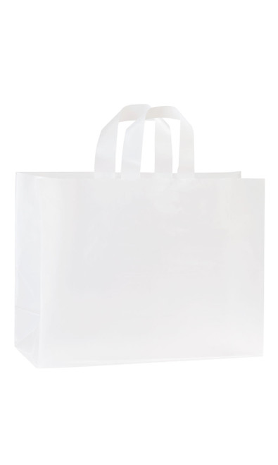 Large Clear Frosted Plastic Shopping Bags - Case of 250zoom
