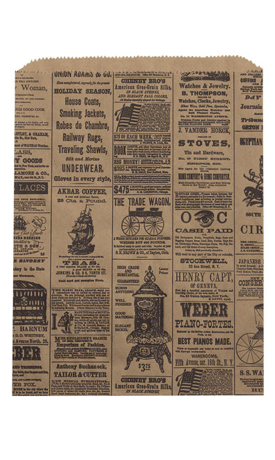 Medium - Newsprint Paper Merchandise Bags - Case of 1,000zoom