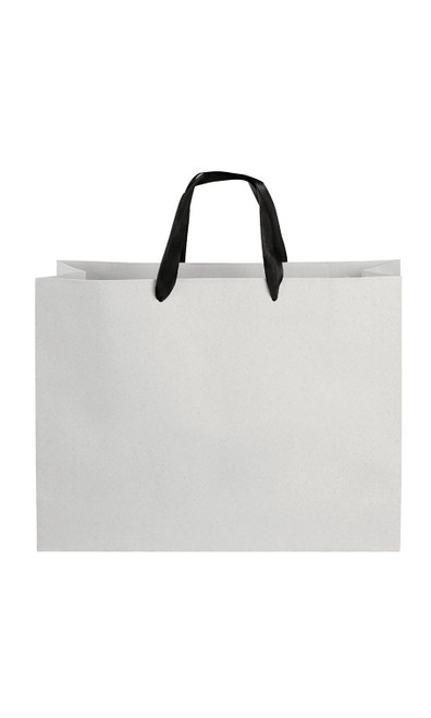 Large White on Kraft Premium Folded Top Paper Bags Black Ribbon Handleszoom