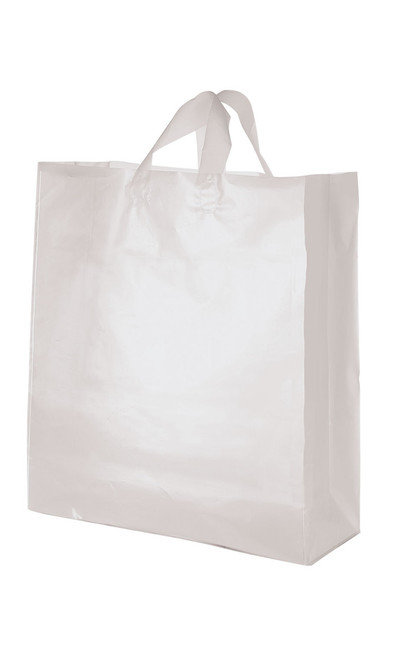 Jumbo Clear Frosted Plastic Shopping Bags - Case of 200zoom