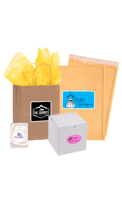 An image of products with Custom stickers on them