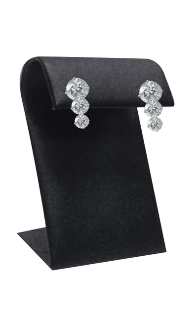 Small Black Faux Leather Earring Displayzoom