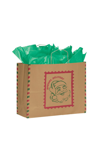 Large Santa Stamp Paper Shopping Bags - Case of 100zoom